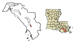 Location of Golden Meadow in Lafourche Parish, Louisiana.