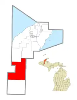 Location within Houghton County