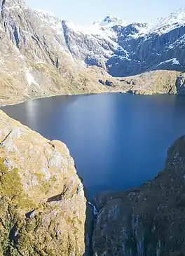 Lake Quill and the top of Sutherland Falls