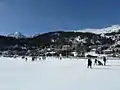 A view of St. Moritz from frozen Lake St. Moritz