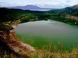 Aerial view of Main Crater Lake prior to the 2020 eruption of Taal Volcano