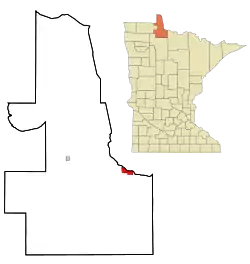 Location of Baudettewithin Lake of the Woods County and state of Minnesota