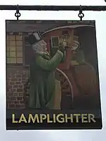 Lamplighter pubsign Stratford-upon-Avon, in England