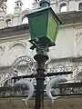 A lamppost with the royal fish motif inside Maqbara