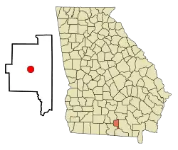 Location in Lanier County and the state of Georgia