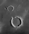 Lunar Orbiter 4 image of Lansberg C (larger, bottom) and Lansberg G (top)