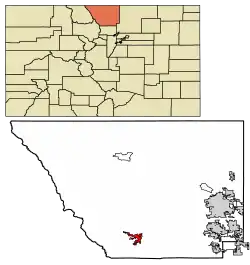 Location of the Town of Estes Park in Larimer County, Colorado.