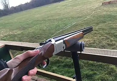 A laser clay shooting gun at a laser clay shooting range.