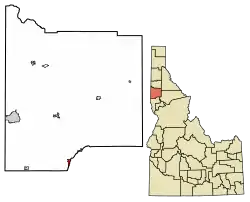 Location of Juliaetta in Latah County, Idaho.