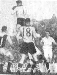 Laurie Nash of Sydney taking a spectacular mark in 1937