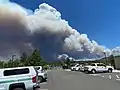 The fire seen from Weed High School on July 5, 2021