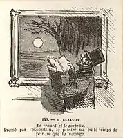 "Promenades au Salon" by Cham spoofed paintings at the 1865 Paris Salon, including Benassit's Clair de Lune.