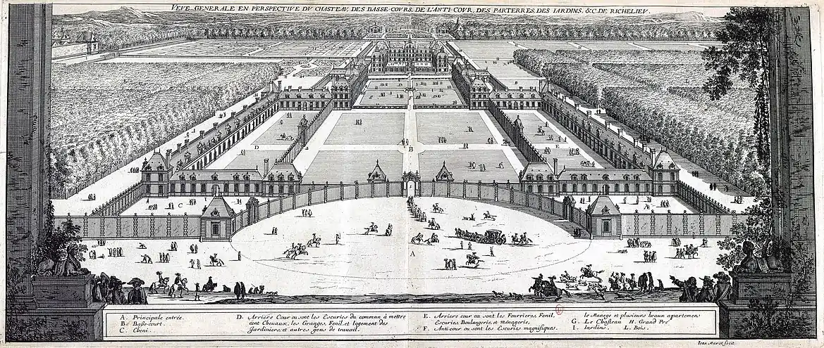 General perspective view of the Château de Richelieu from Le Magnifique Chasteau de Richelieu... (ca. 1657) by Jean Marot