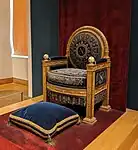 Throne of Napoleon I; by Georges Jacob and François-Honoré-Georges Jacob-Desmalter; 1804; embroidered velvet, gilt wood and ivory; height: 1.2 m; Louvre