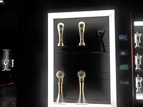 Five trophies on display