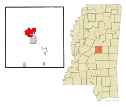 Location of Redwater, Mississippi