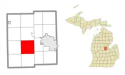 Location within Midland County and the state of Michigan