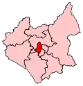 A small constituency, situated in the centre of the county to the west of two similarly sized constituencies.