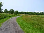 Trail through an open field near the airport