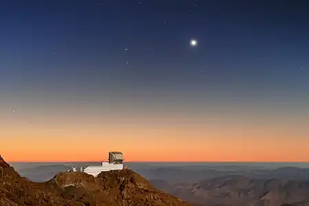 Comet Leonard, the Rubin Observatory, the planet Venus, and various stars