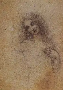 Angelo Incarnato, drawing of Salaì by Leonardo, from a folio of Leonardo's, c. 1515