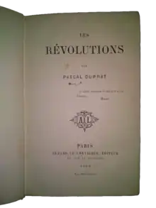 Les Révolutions, Paris, Armand Le Chevalier, 1869, 255 p., 18 cm