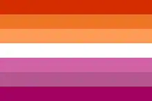 Orange-pink lesbian flag derived from the pink flag, circulated on social media in 2018