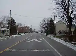 Approaching the railroad crossing in Oakford