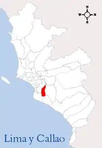 Location of San Juan de Miraflores in Lima