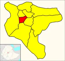 Lideta (red) within Addis Ababa