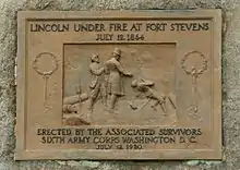 Bas-relief: Lincoln under Fire at Fort Stevens, July 12, 1864 (1920), Fort Stevens, Washington, D.C.