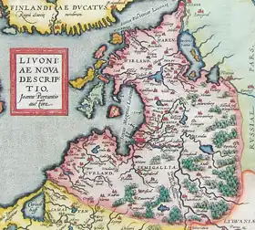 Image 26Livonia, as shown in the map of 1573 of Joann Portantius (from History of Estonia)