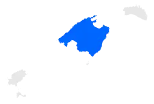 The Diocese of Mallorca in blue.