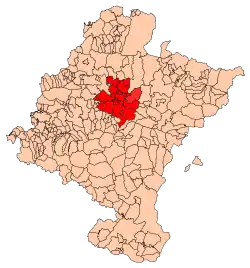 Pamplona metropolitan area (in red) in Navarre