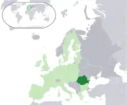 Location of Romania