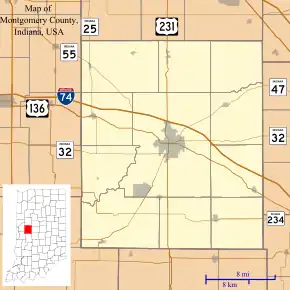 Garfield is located in Montgomery County, Indiana