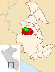 Location of Santiago de Lucanamarca in the Huanca Sancos Province