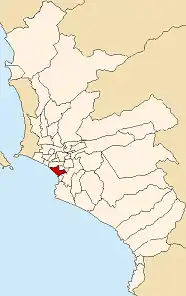 Location of Miraflores in Lima province