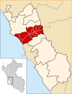 Location of Chancay in the Huaral province