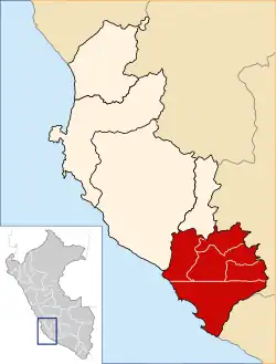 Location of Nazca in the Ica Region