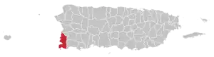 Map of Puerto Rico highlighting Cabo Rojo Municipality