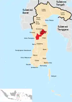 Location within South Sulawesi