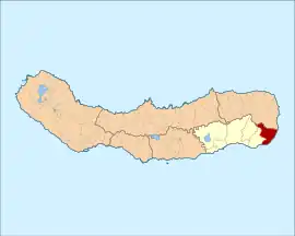 Location of the civil parish of Água Retorta in municipality of Povoação