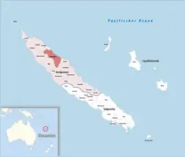 Location of the commune (in red) within New Caledonia