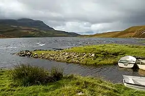 View of Loch Veyatie with Cul Mòr in the distance. Note the manmade dock.