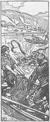 #30 (25/11?/1873)Artist's depiction of the fishermen's encounter with a giant squid off Logy Bay, Newfoundland, on 25 ?November 1873. Published in The Anniston Hot Blast on 12 February 1902 ([Anon.], 1902b:6, fig.).