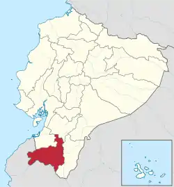 Location of Loja Province in Ecuador