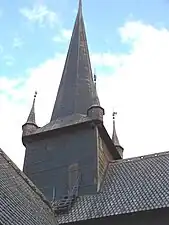 Detail of the roof. Note the stairway.