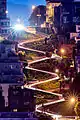 Time-exposure photo at night clearly shows the eight switchbacks