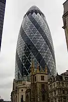 30 St Mary Axe "the Gherkin", completed in 2004 at 180 metres tall